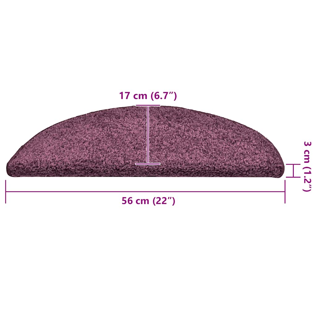 Tappetini per scale 30 pz 56x17x3 cm Viola scuro semicircolari