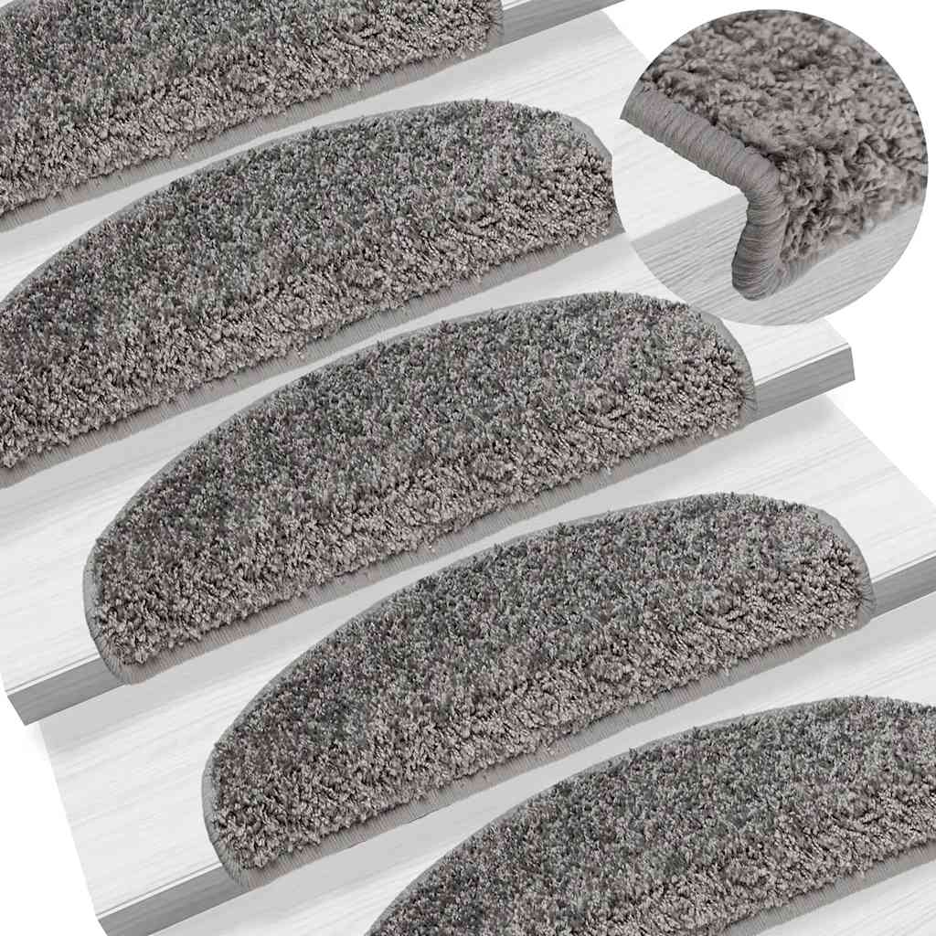 Tappetini per scale 30 pz 65x21x4 cm Grigio Semicircolari Grandi