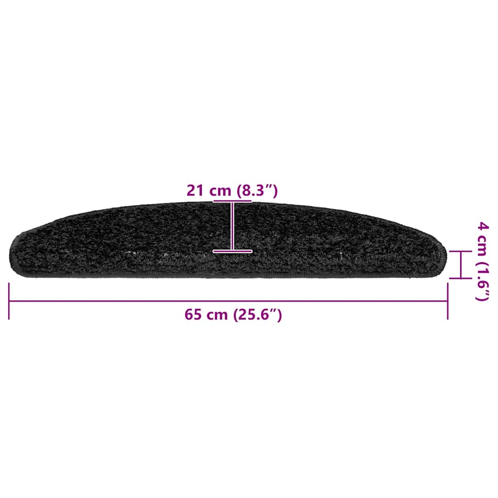 Tappetini per scale 30 pz 65x21x4 cm Nero Semicircolari Grandi