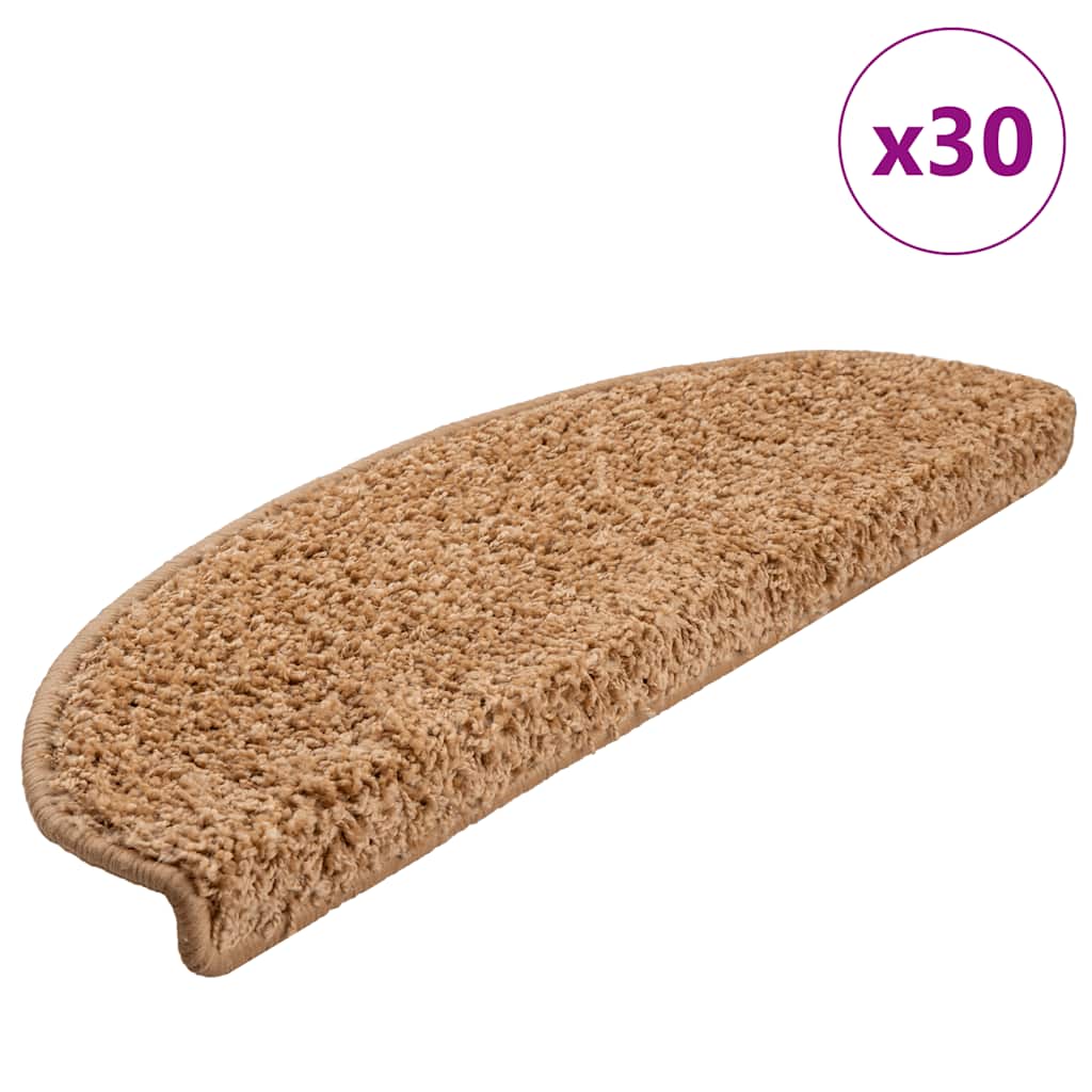 Tappetini per scale 30 pz 65x21x4 cm Beige Semicircolari Grandi