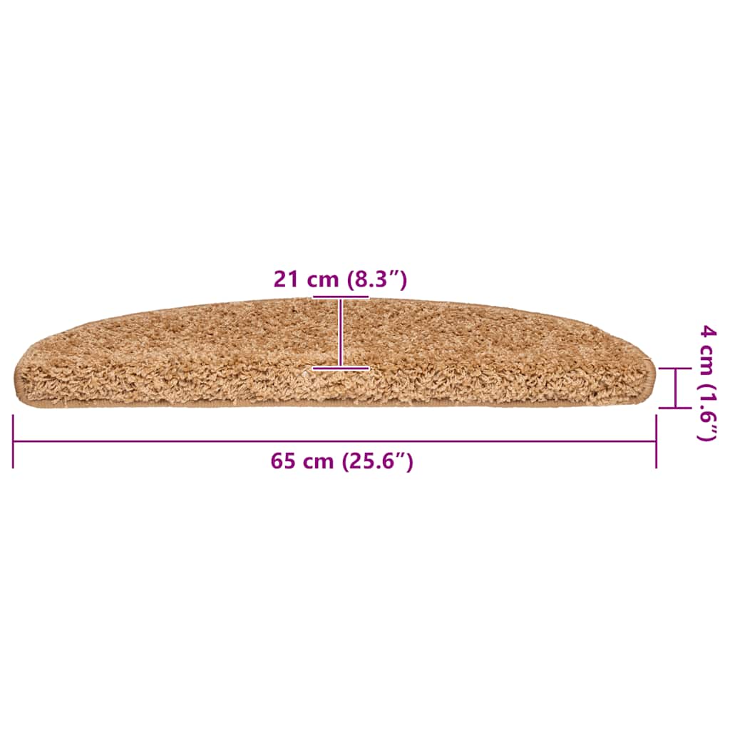 Tappetini per scale 30 pz 65x21x4 cm Beige Semicircolari Grandi