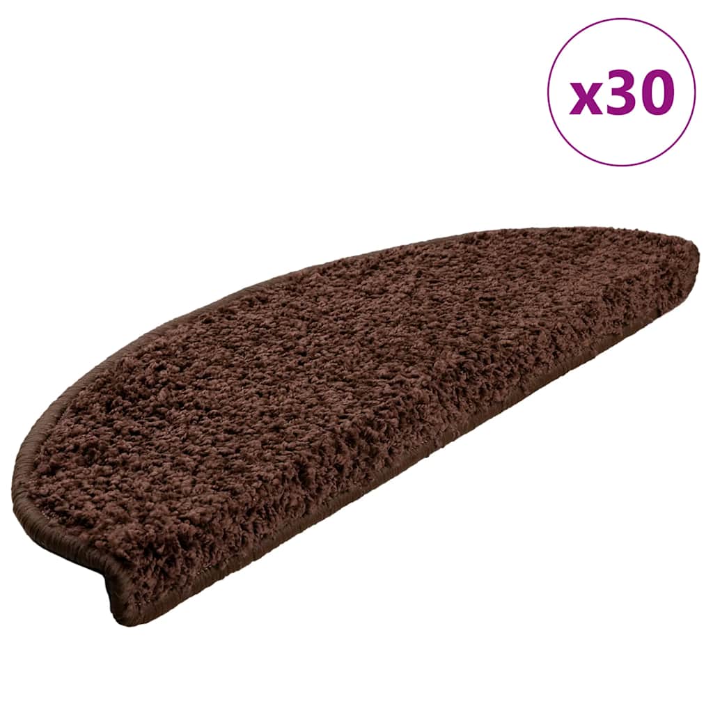 Tappetini per scale 30 pz 65x21x4 cm Marrone Semicircolari Grandi