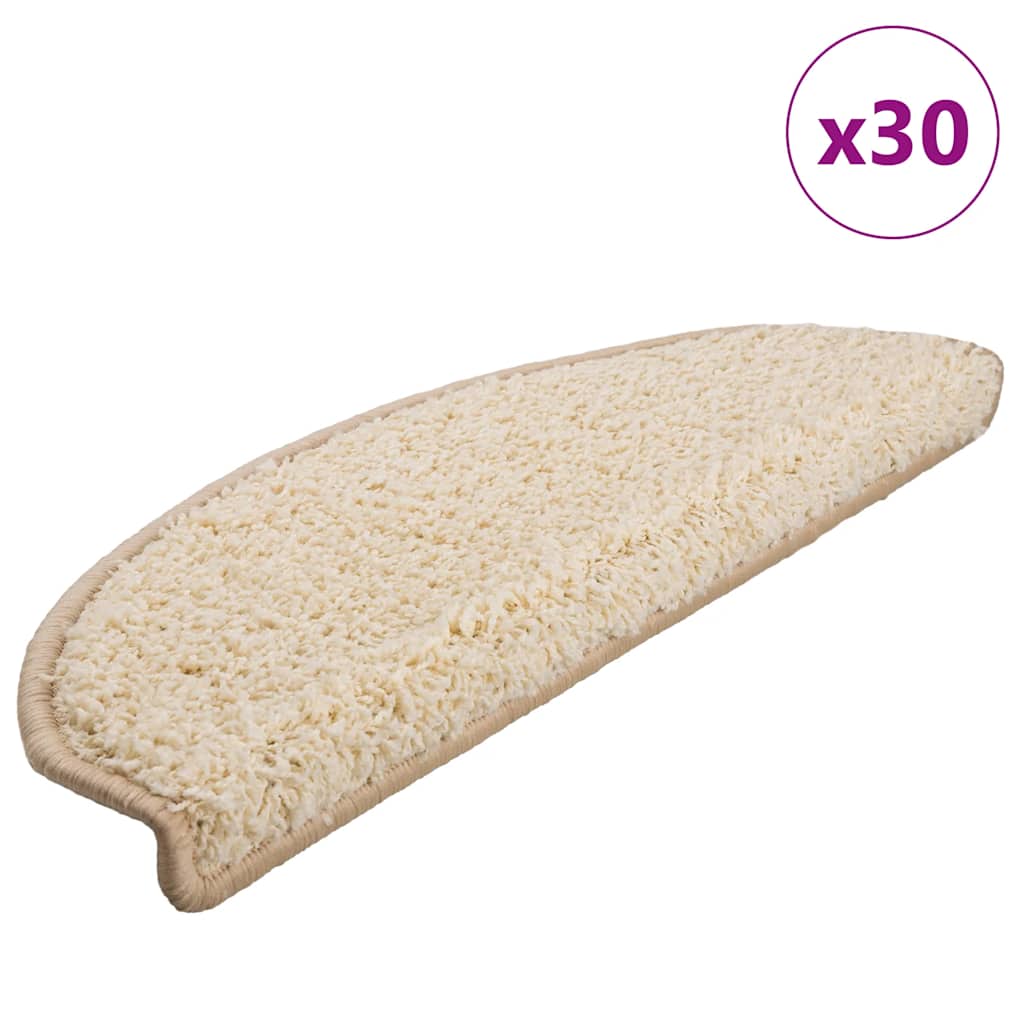 Tappetini per scale 30 pz 65x21x4 cm Crema Semicircolari Grandi