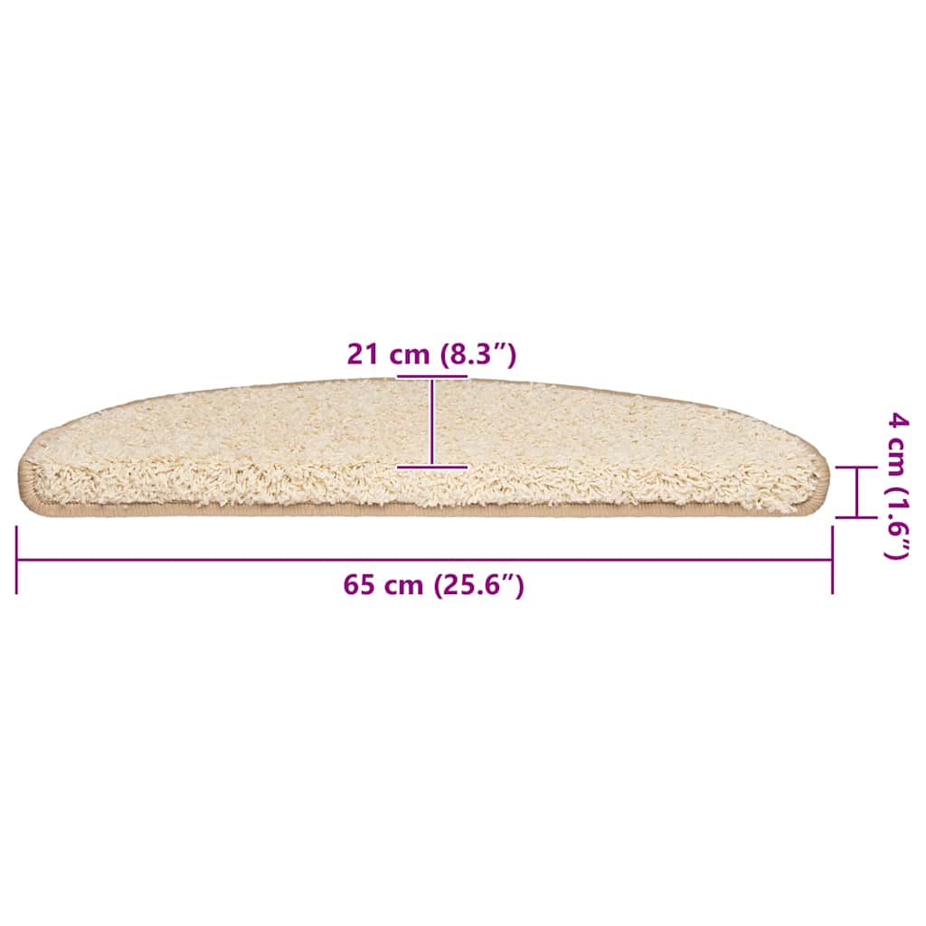 Tappetini per scale 30 pz 65x21x4 cm Crema Semicircolari Grandi