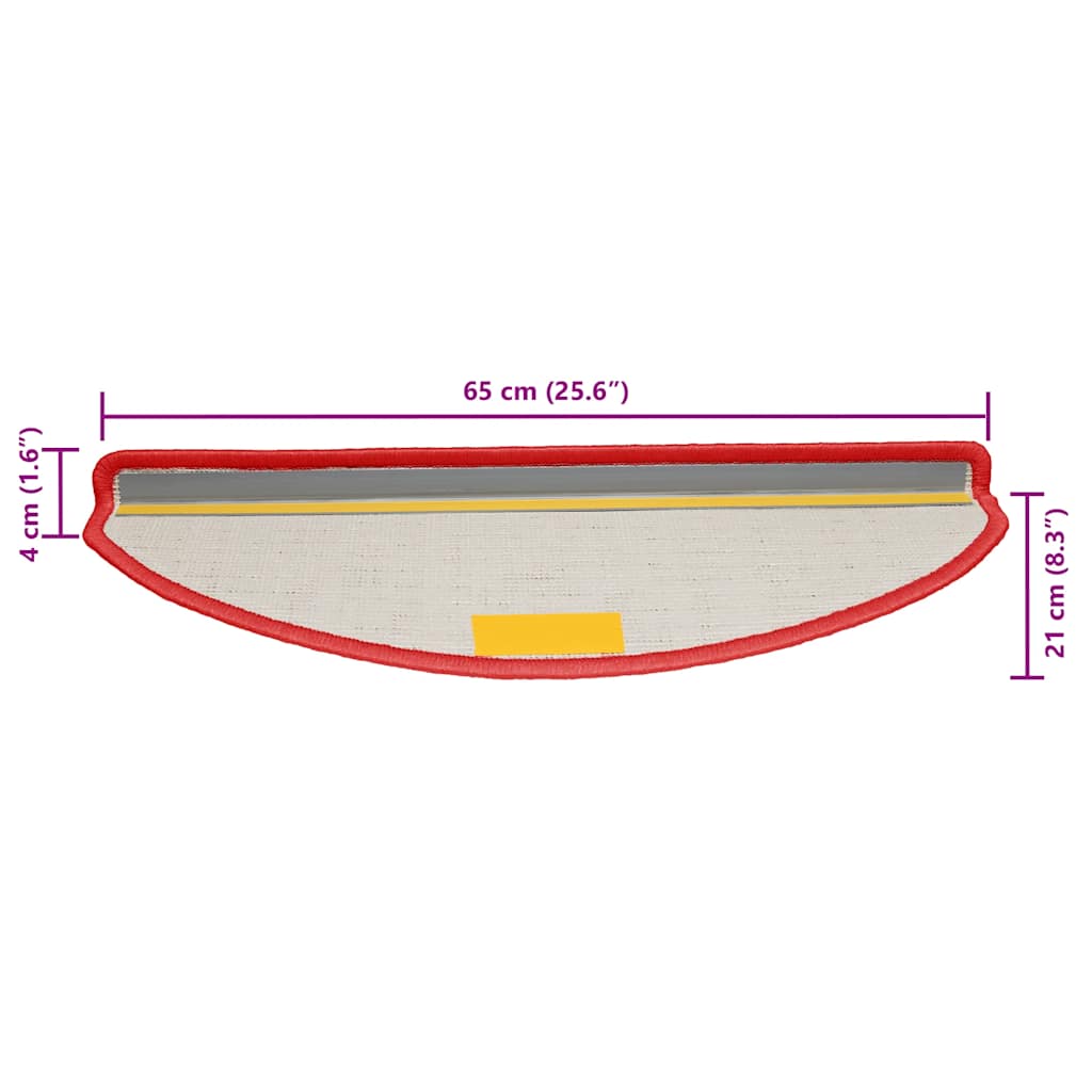 Tappetini per scale 30 pz 65x21x4 cm rossi semicircolari grandi