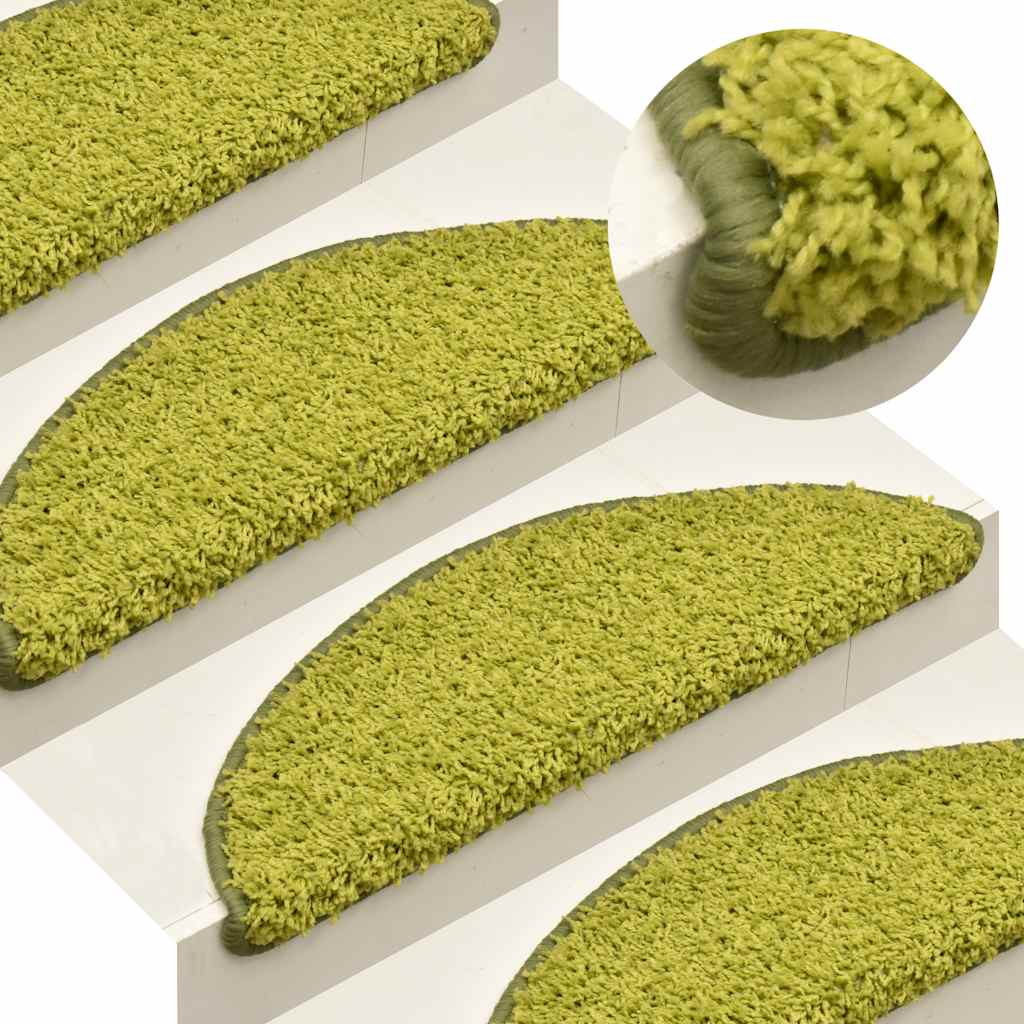 Tappetini per scale 30 pz 65x21x4 cm Verde Semicircolari Grandi