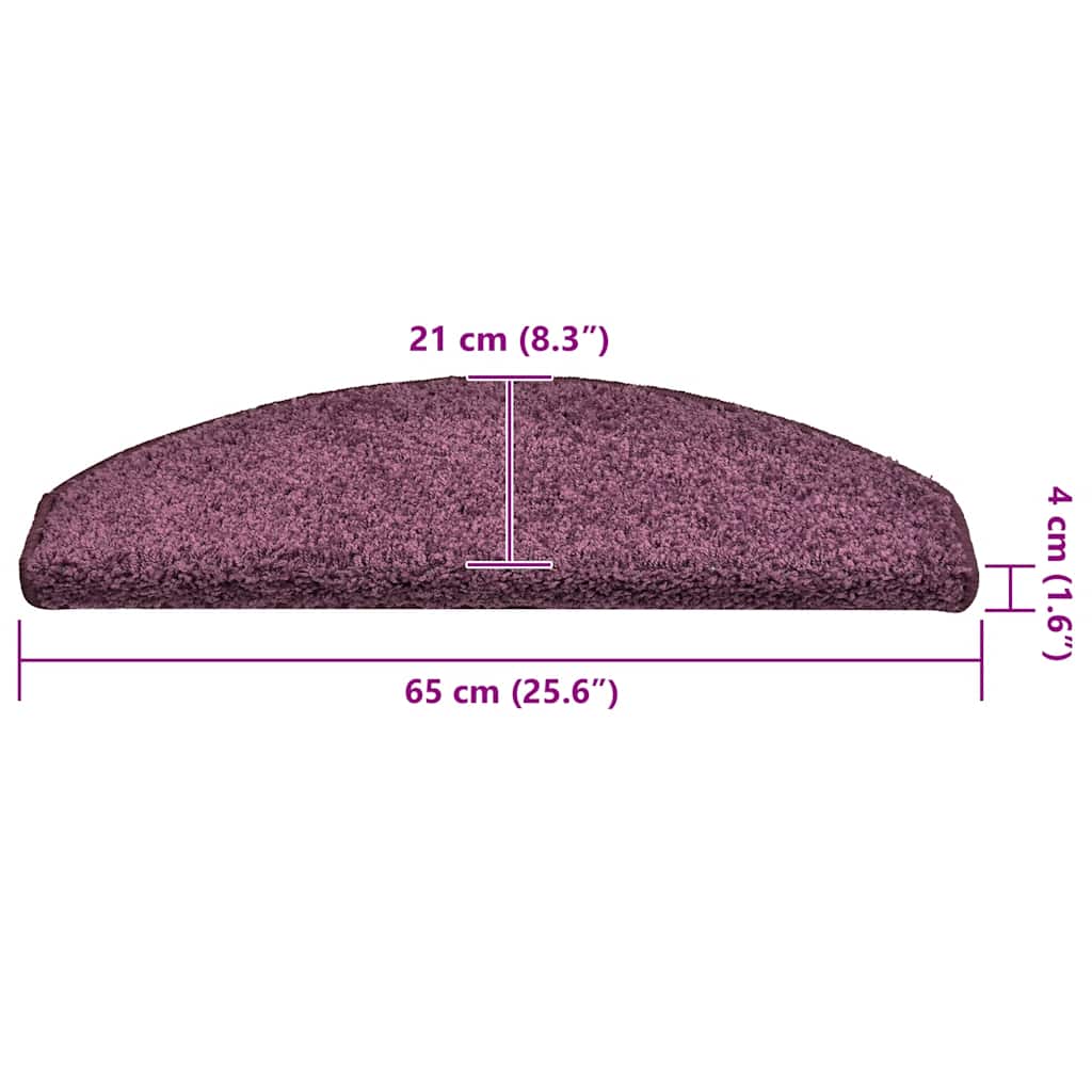 Tappetini per scale 30 pz 65x21x4 cm Viola scuro Semicircolari Grandi