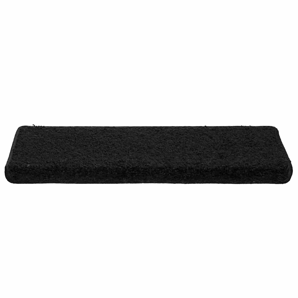 Tappetini per scale 30 pz 65x21x4 cm Nero Bordo rettangolare