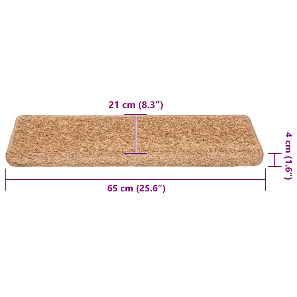 Tappetini per scale 30 pz 65x21x4 cm Beige Bordo rettangolare