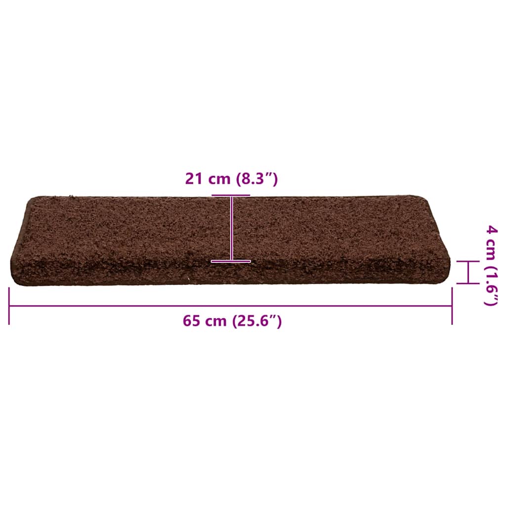 Tappetini per scale 30 pz 65x21x4 cm Marrone Bordo rettangolare