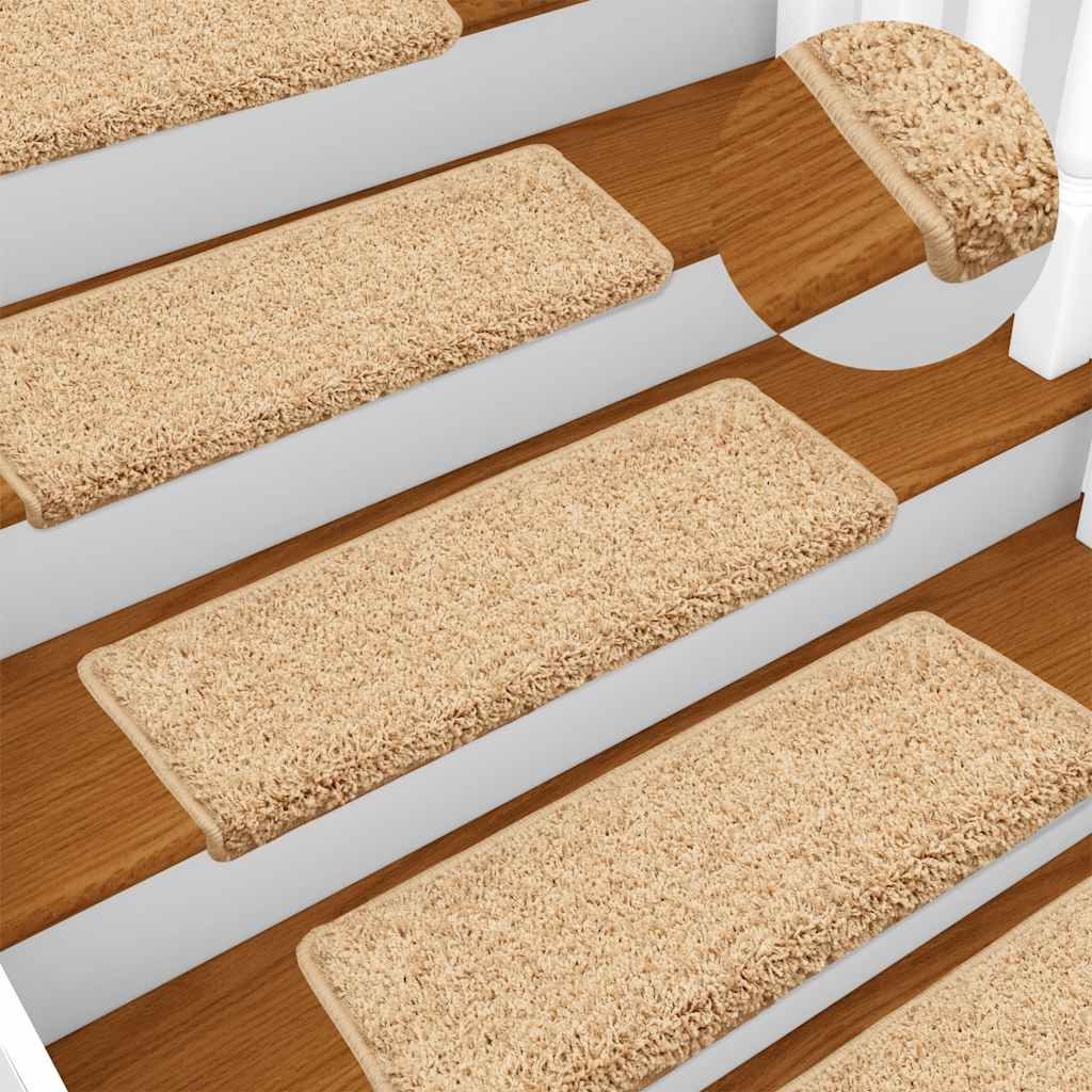 Tappetini per scale 30 pz 65x21x4 cm Crema Bordo rettangolare