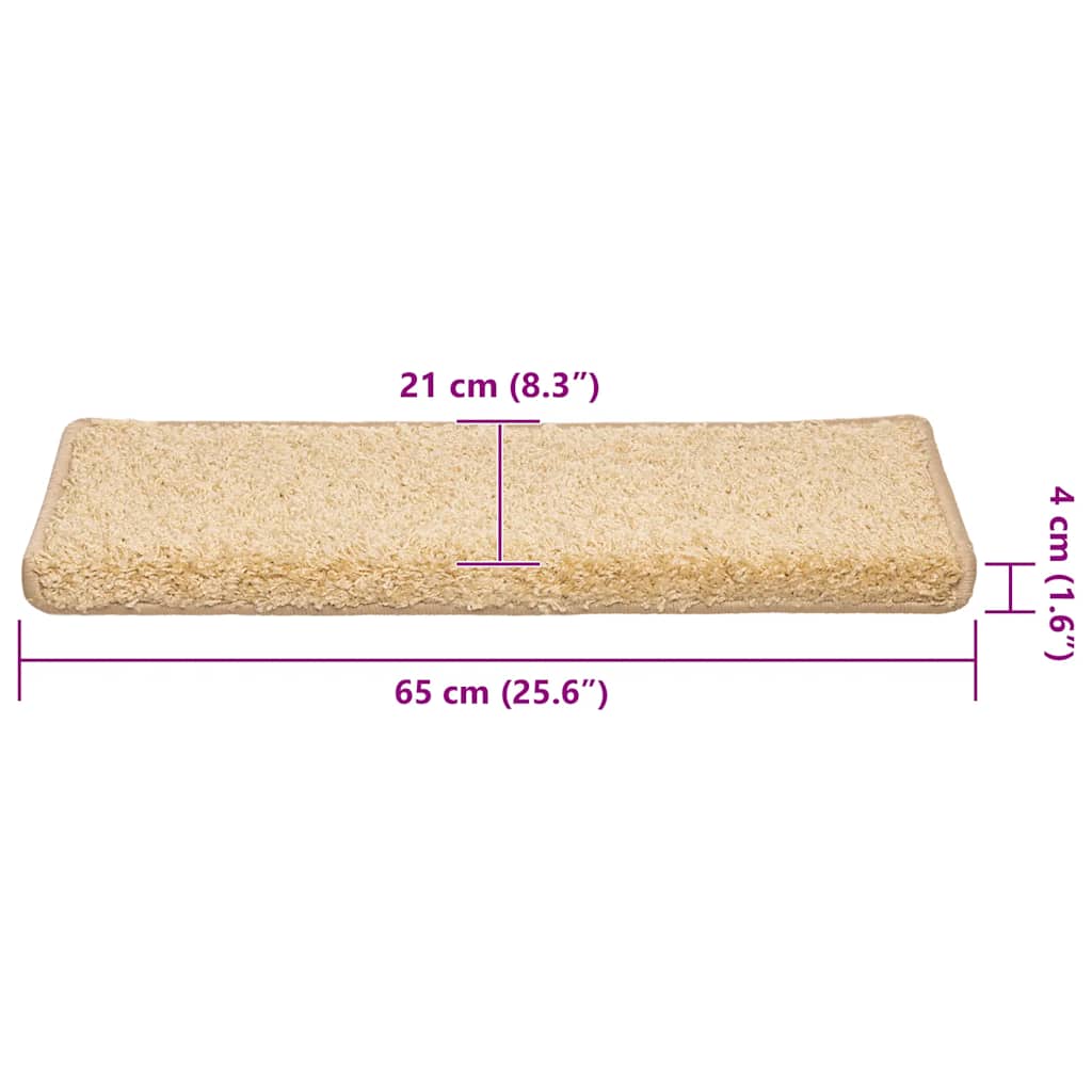 Tappetini per scale 30 pz 65x21x4 cm Crema Bordo rettangolare