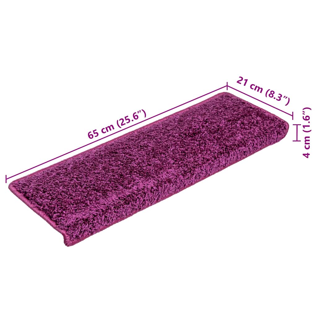 Tappetini per scale 30 pz 65x21x4 cm Viola Bordo rettangolare