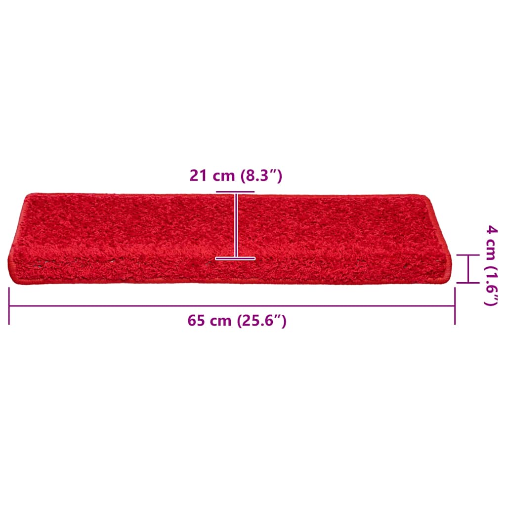 Tappetini per scale 30 pz 65x21x4 cm Rosso Bordo rettangolare