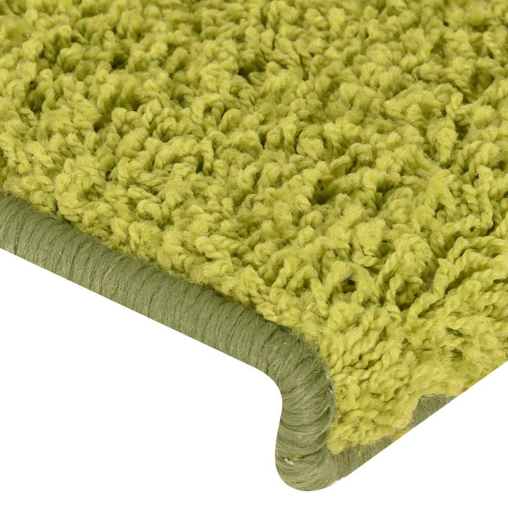 Tappetini per scale 30 pz 65x21x4 cm Verde Bordo rettangolare