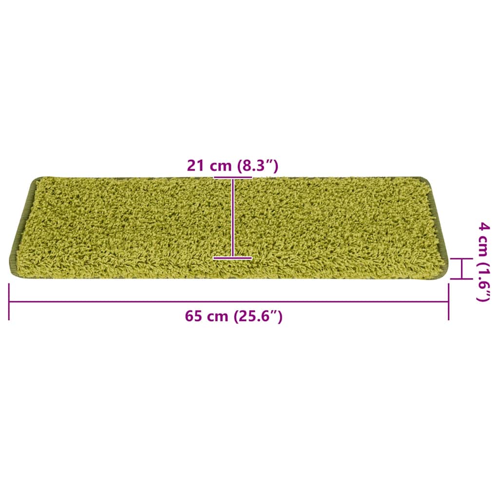 Tappetini per scale 30 pz 65x21x4 cm Verde Bordo rettangolare