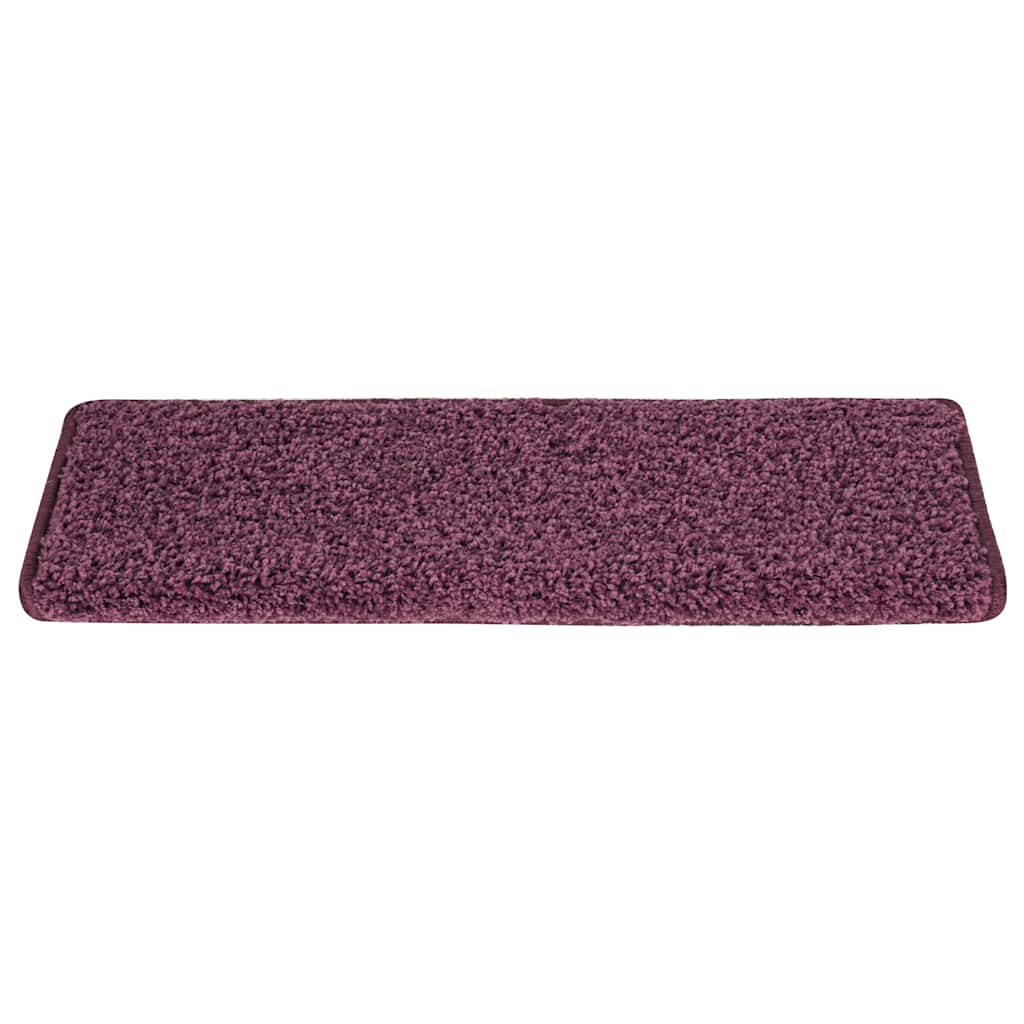 Tappetini per scale 30 pz 65x21x4 cm Viola scuro con bordo rettangolare