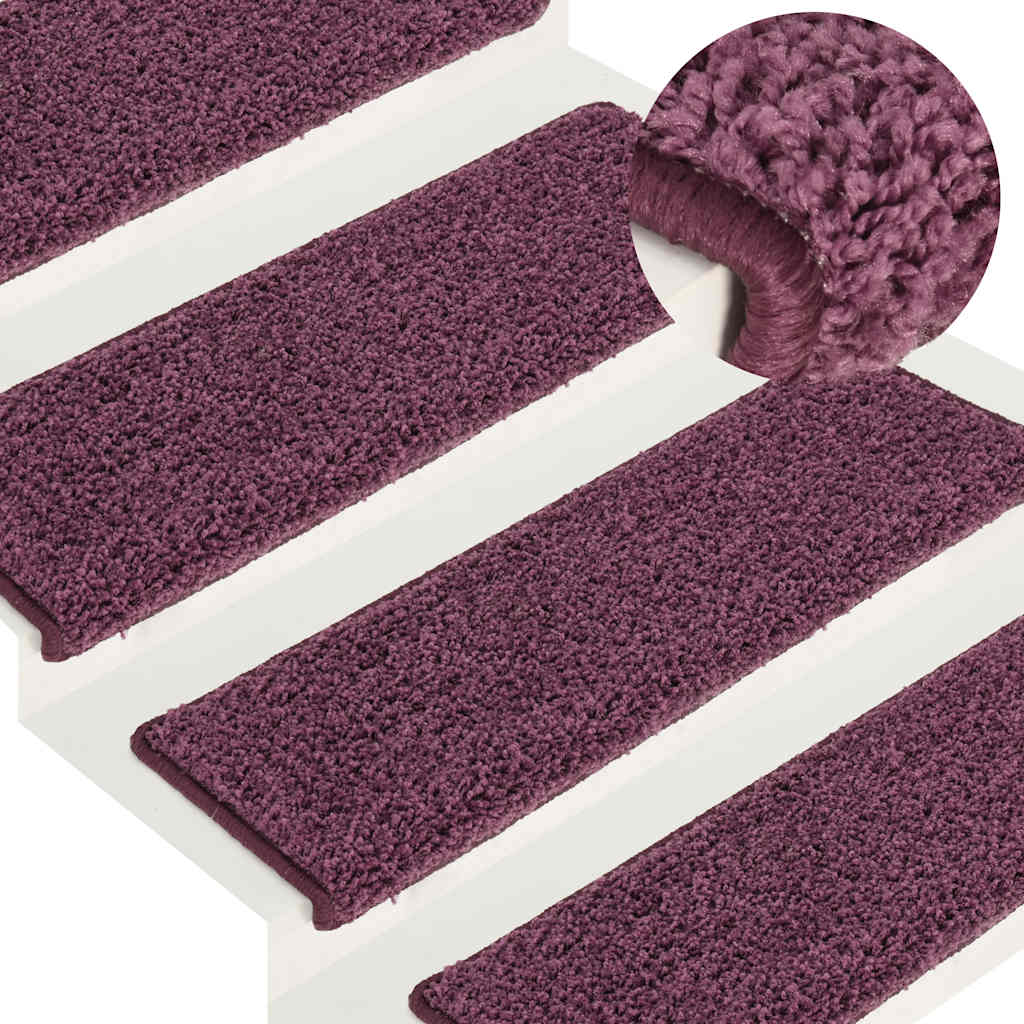 Tappetini per scale 30 pz 65x21x4 cm Viola scuro con bordo rettangolare