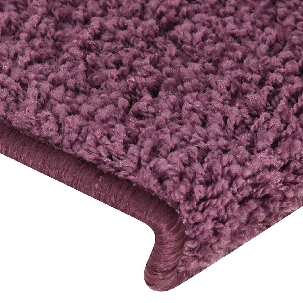 Tappetini per scale 30 pz 65x21x4 cm Viola scuro con bordo rettangolare