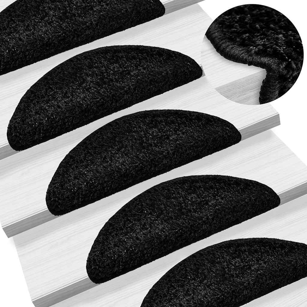 Tappetini per scale 20 pz 56x17x3 cm Nero Semicircolari