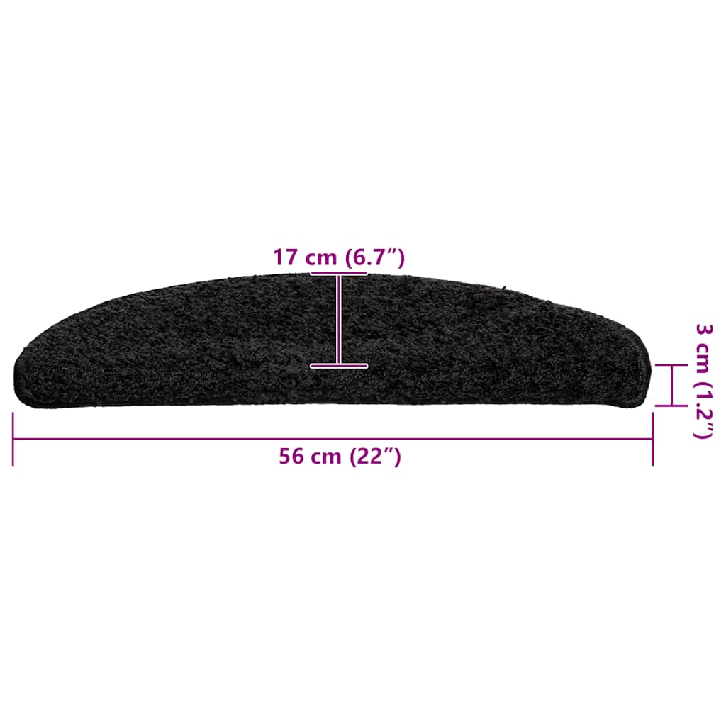 Tappetini per scale 20 pz 56x17x3 cm Nero Semicircolari