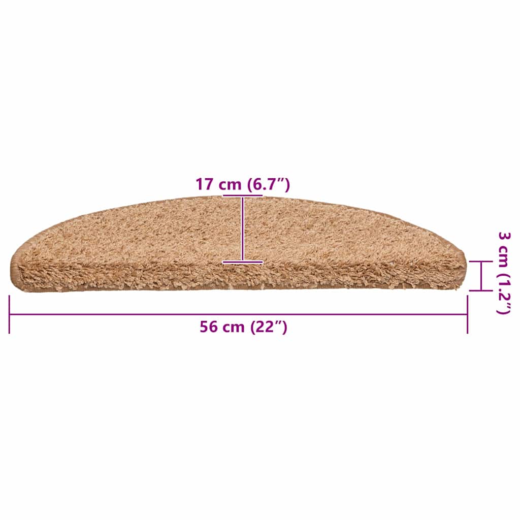 Tappetini per scale 20 pz 56x17x3 cm Beige Semicircolari