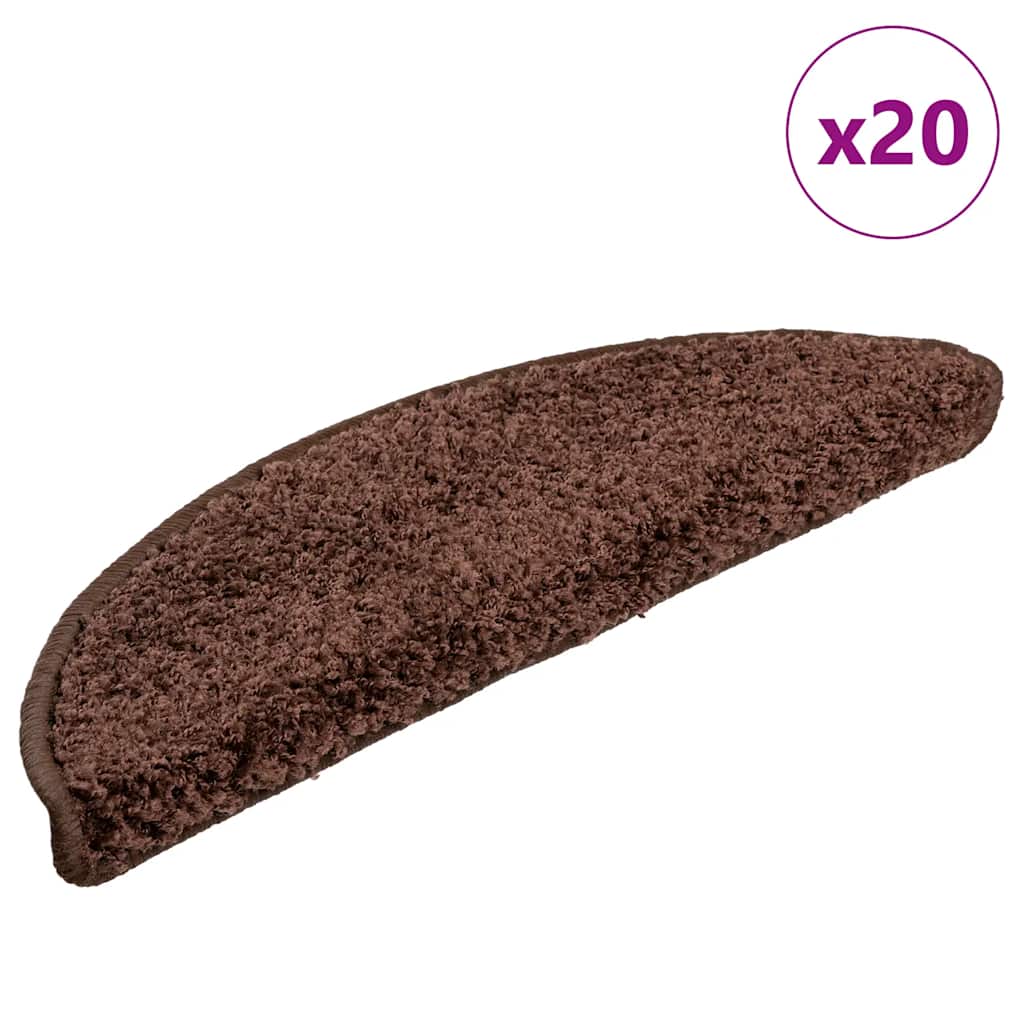 Tappetini per scale 20 pz 56x17x3 cm Marrone Semicircolari