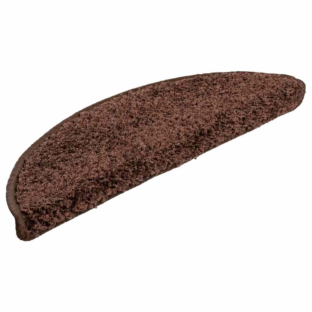 Tappetini per scale 20 pz 56x17x3 cm Marrone Semicircolari