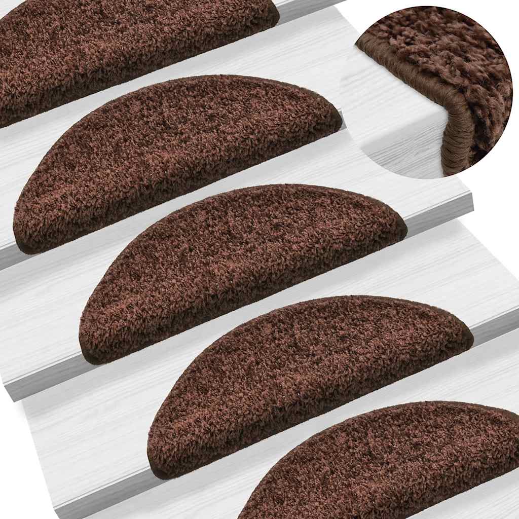 Tappetini per scale 20 pz 56x17x3 cm Marrone Semicircolari