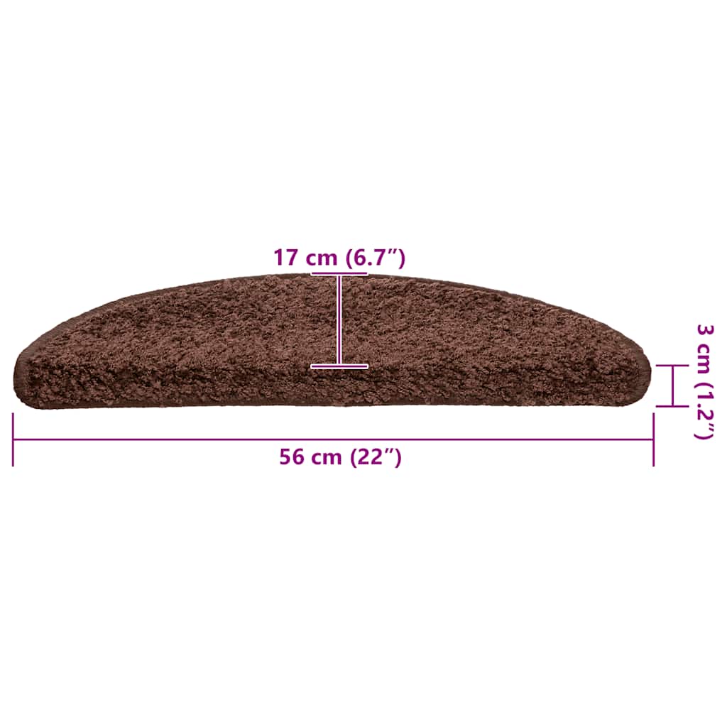 Tappetini per scale 20 pz 56x17x3 cm Marrone Semicircolari