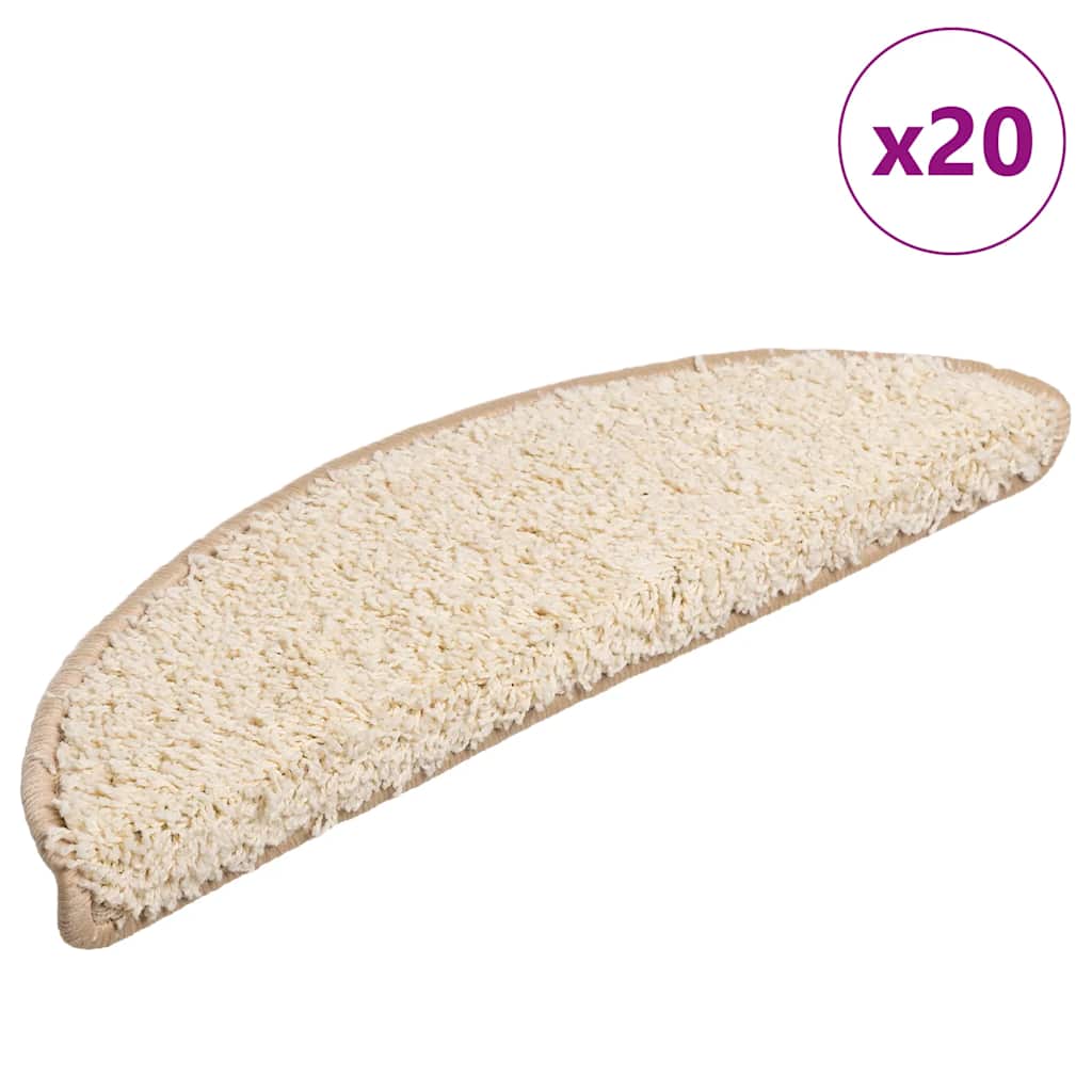 Tappetini per scale 20 pz 56x17x3 cm Crema Semicircolari
