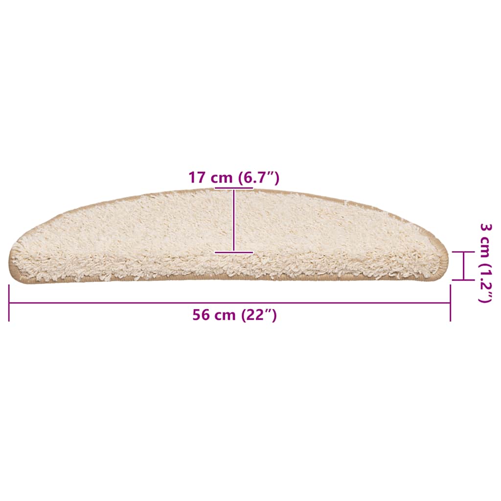 Tappetini per scale 20 pz 56x17x3 cm Crema Semicircolari