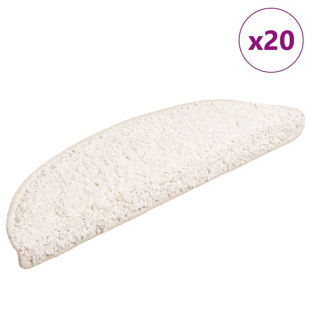 Tappetini per scale 20 pz 56x17x3 cm Bianco Semicircolari