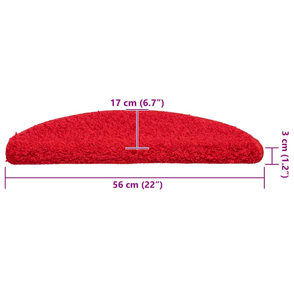 Tappetini per scale 20 pz 56x17x3 cm rossi semicircolari