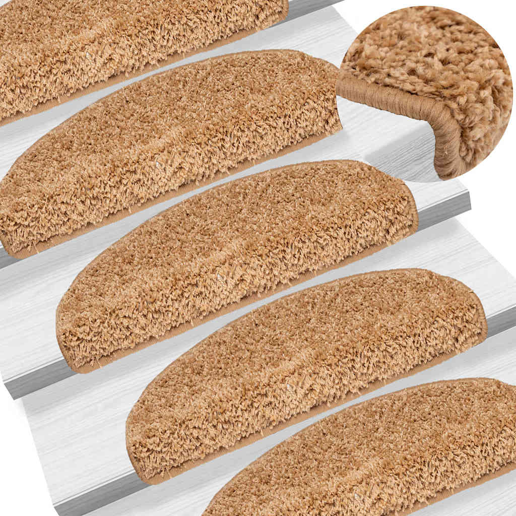 Tappetini per scale 20 pz 65x21x4 cm Beige Semicircolari Grandi