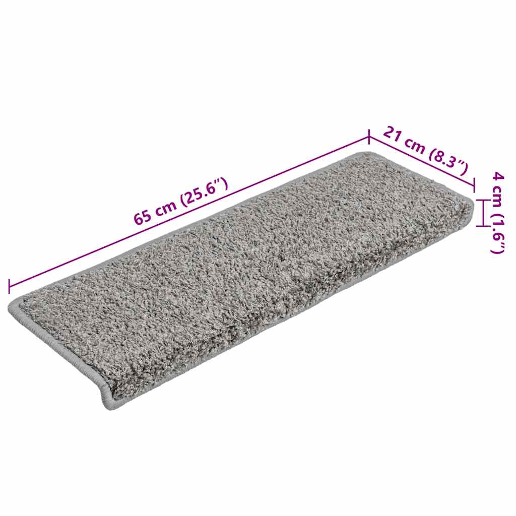 Tappetini per scale 20 pz 65x21x4 cm Grigio Bordo rettangolare