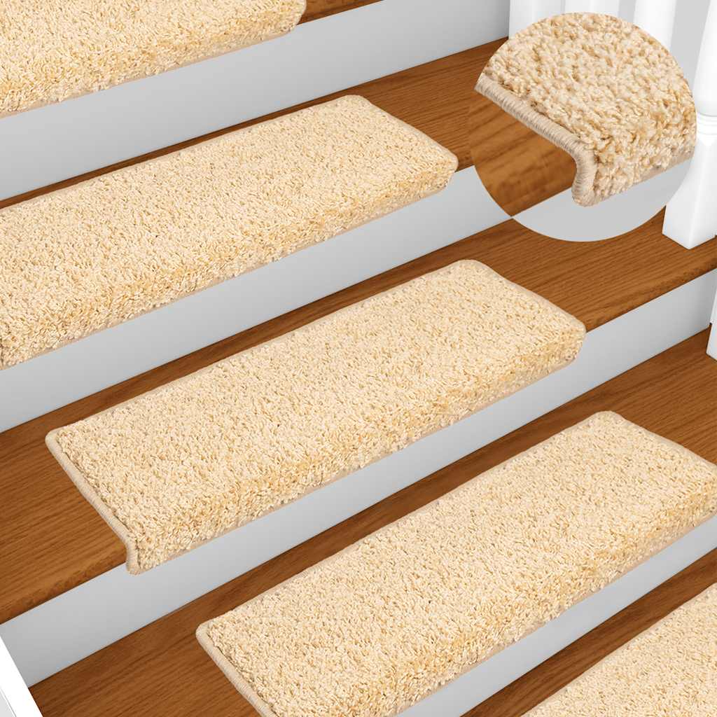 Tappetini per scale 20 pz 65x21x4 cm Crema Bordo rettangolare