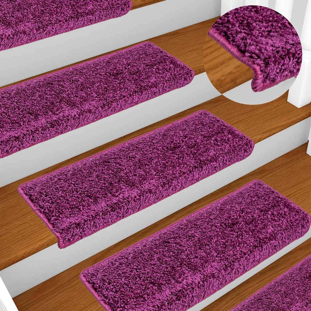 Tappetini per scale 20 pz 65x21x4 cm Viola Bordo rettangolare