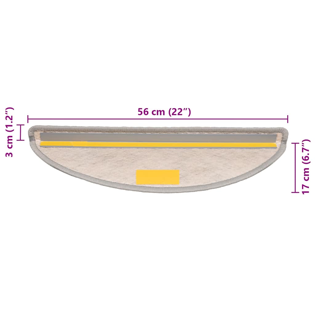 Tappeti Adesivi Scale Aspetto Sisal 30 pz 56x17x3 cm Platino