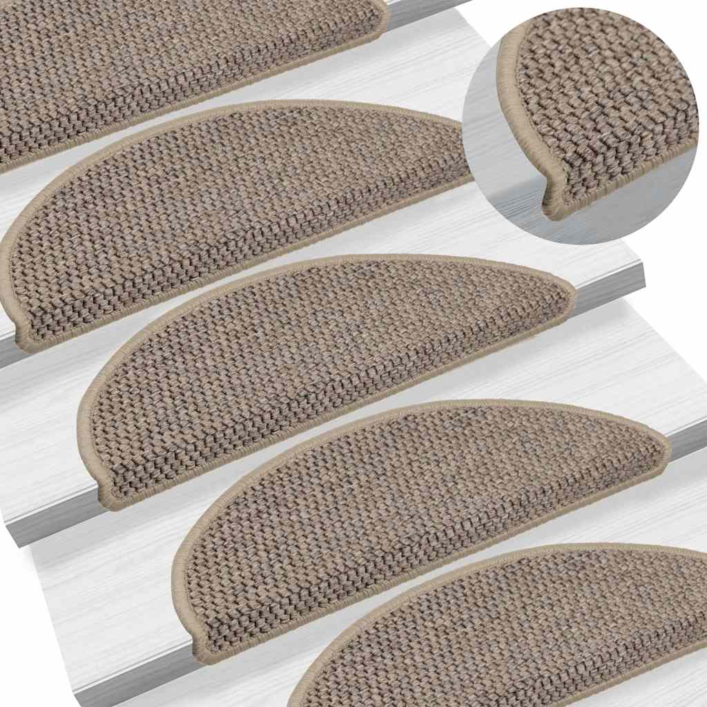 Tappeti Adesivi Scale Aspetto Sisal 30 pz 56x17x3cm Beige Scuro