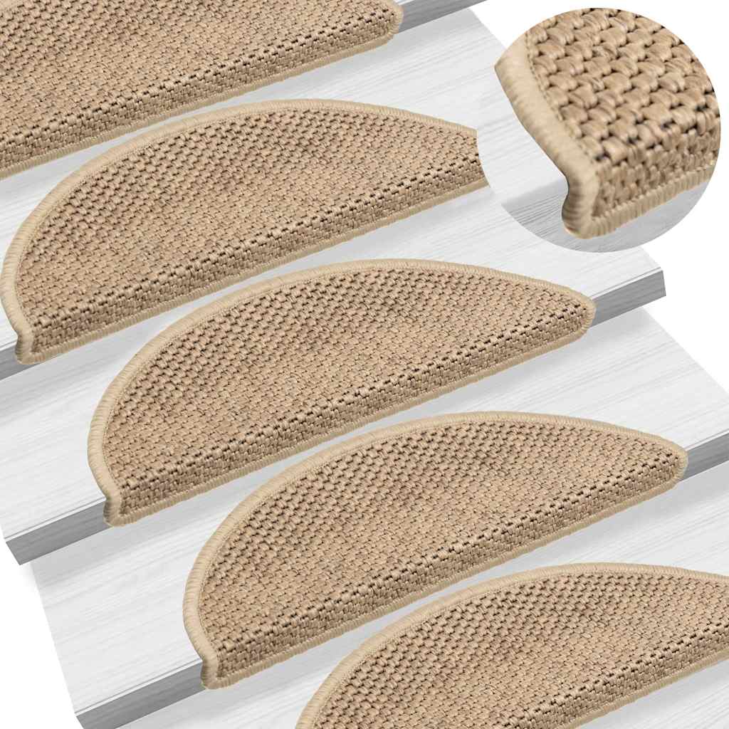 Tappeti Autoadesivi Scale Aspetto Sisal 30 pz 56x17x3 cm Sabbia