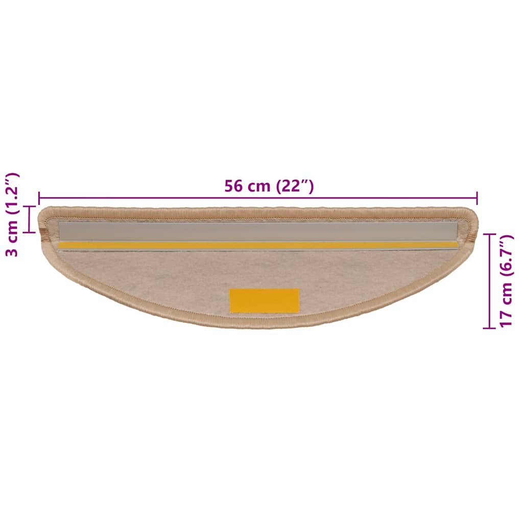 Tappeti Adesivi Scale Aspetto Sisal 30pz 56x17x3cm Beige Chiaro