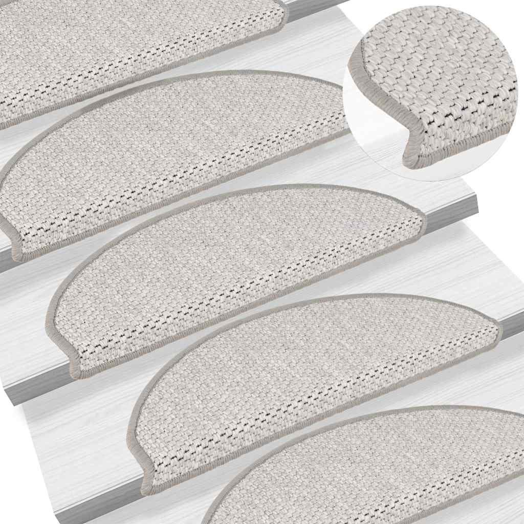 Tappeti Adesivi Scale Aspetto Sisal 30 pz 65x21x4 cm Platino