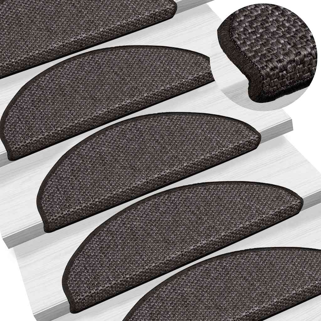 Tappeti Adesivi Scale Aspetto Sisal 30 pz 65x21x4 cm Antracite