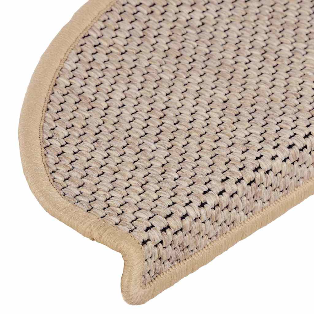 Tappeti Adesivi Scale Aspetto Sisal 30pz 65x21x4cm Beige Chiaro