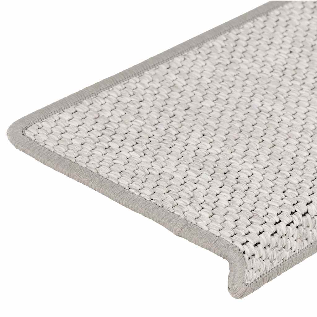Tappeti Adesivi Scale Aspetto Sisal 30 pz 65x21x4 cm Platino