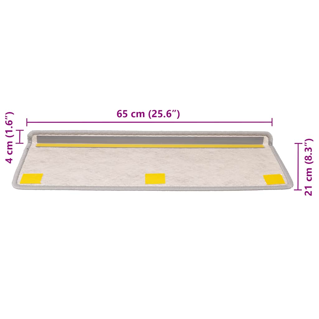 Tappeti Adesivi Scale Aspetto Sisal 30 pz 65x21x4 cm Platino