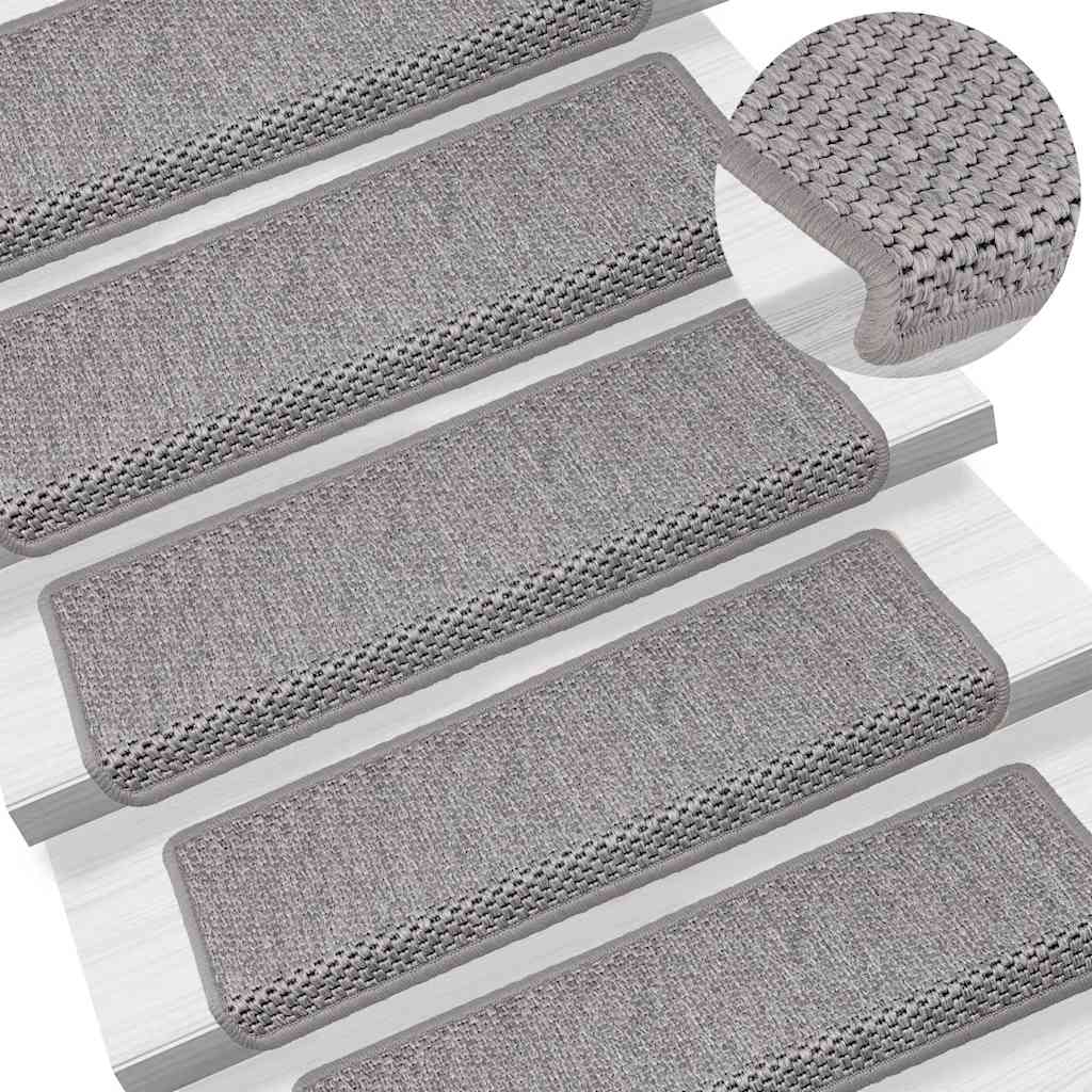 Tappeti Autoadesivi Scale Aspetto Sisal 30 pz 65x21x4cm Argento