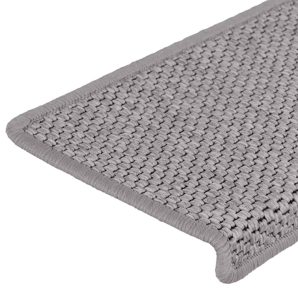 Tappeti Autoadesivi Scale Aspetto Sisal 30 pz 65x21x4cm Argento