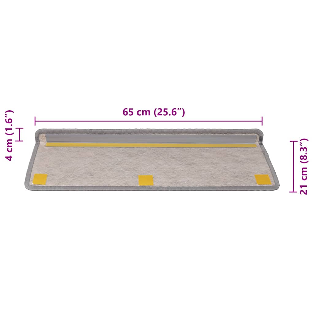 Tappeti Autoadesivi Scale Aspetto Sisal 30 pz 65x21x4cm Argento